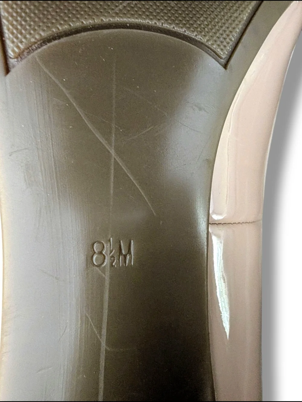 NWOT Marc Fisher Gildy 3 Blush Patent Leather Pointed Toe Block Heels, Size 8.5